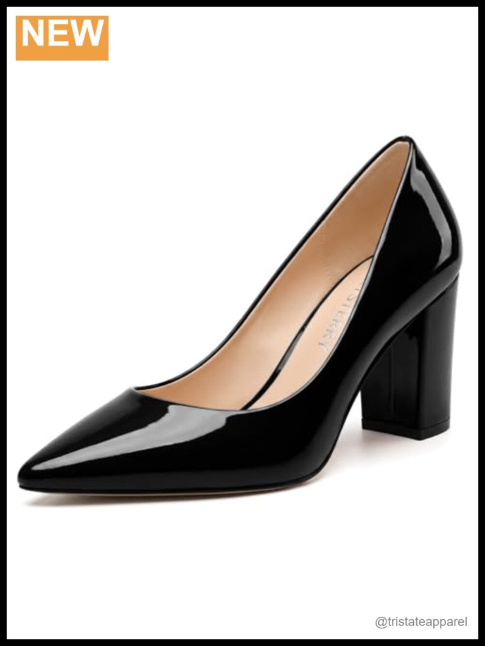 Women's Block Heel Pointed Toe Slip-On Pumps 3.4 Inch Heel Work Wedding